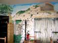 Elément de la fresque en trompe l’œil réalisée sur les murs du restaurant Le Jungle à Forcalquier