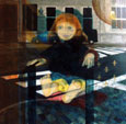 La poupée et le reflet : Acrylique sur toile - 70 x 70 cm 
